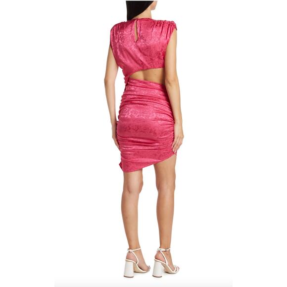 Ronny Kobo Dress Womens Small Kyle Asymmetric Cutout Ruched Pink NWT - Picture 2 of 8